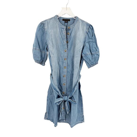 SANCTUARY Dress Size XS NEW Hit The Scene Shirt Dress Chambray Denim Blue Soft - Picture 4 of 8